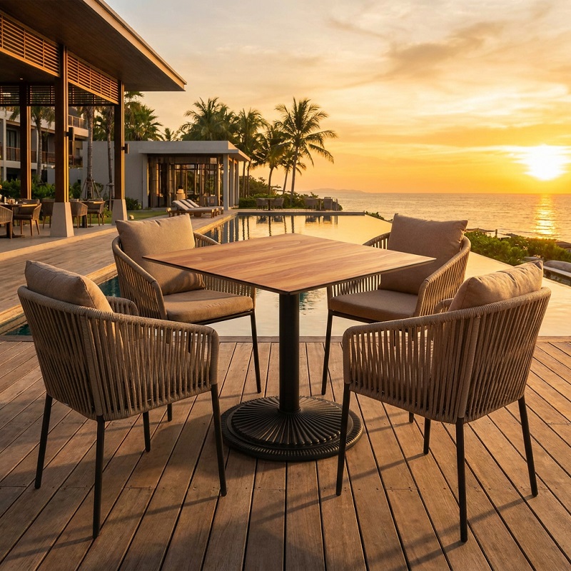 HPL exterior table durability and maintenance in commercial setting